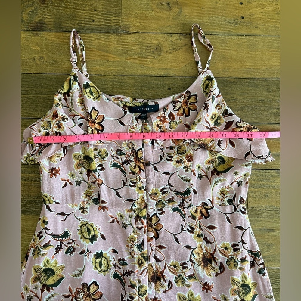 SANCTUARY Rafaella Ruffled Slip Pink Floral Sun Dress Button Closure - Picture 11 of 13